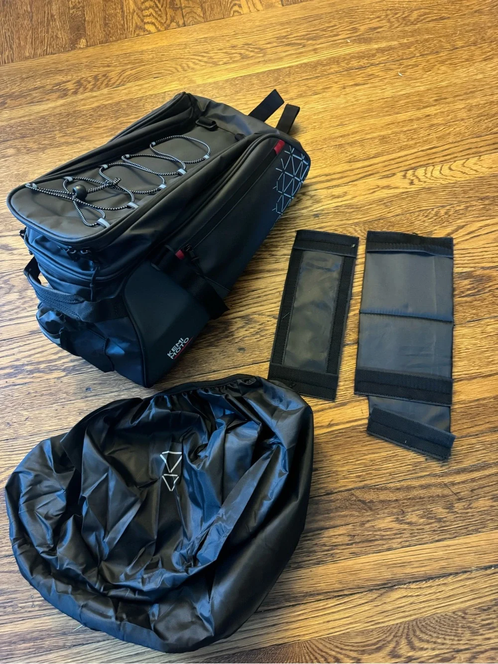 Kemimoto Motorcycle Tail Bag / Rear Rack Bag Black Motorcycle Tail Bag with Rain